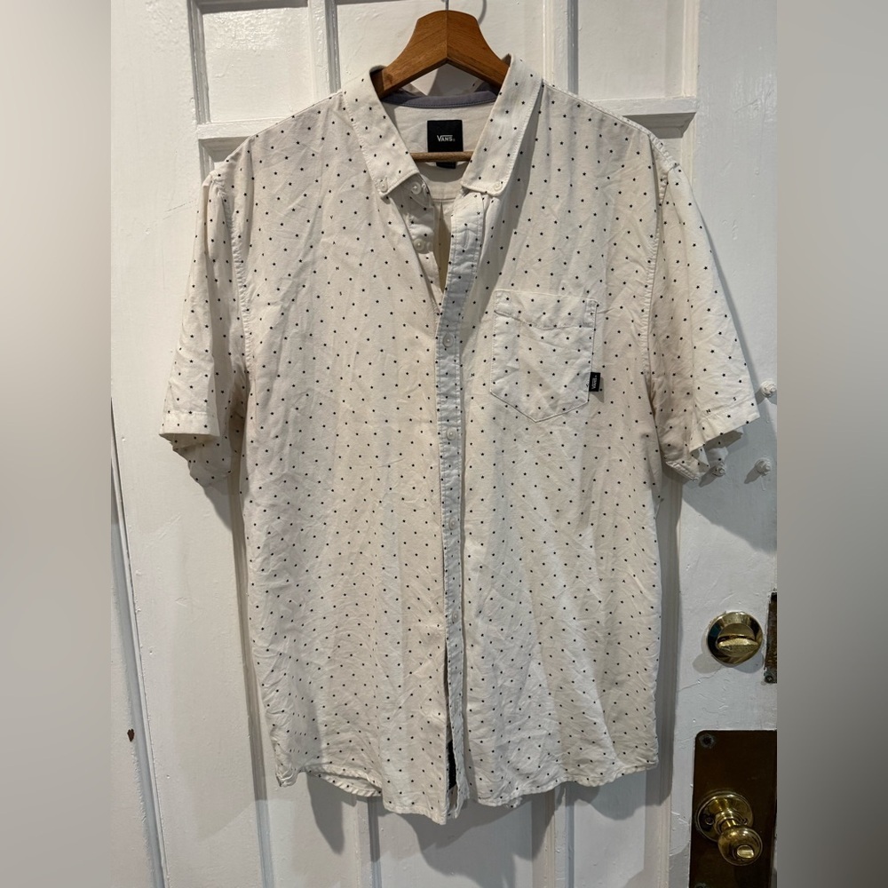 Vans Men's Cream Short Sleeve Button Down Shirt